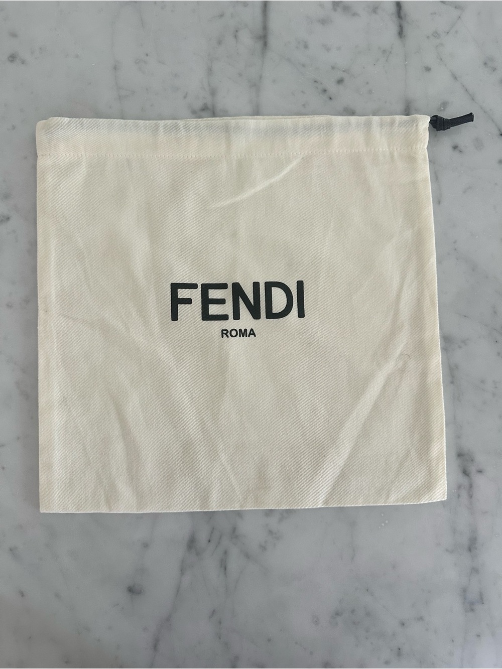 Fendi Cream Cotton Drawstring Dust Bag with Black Logo